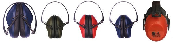 Fairfax blue passive ear defenders with cushioned ear cups for hearing protection and noise reduction.