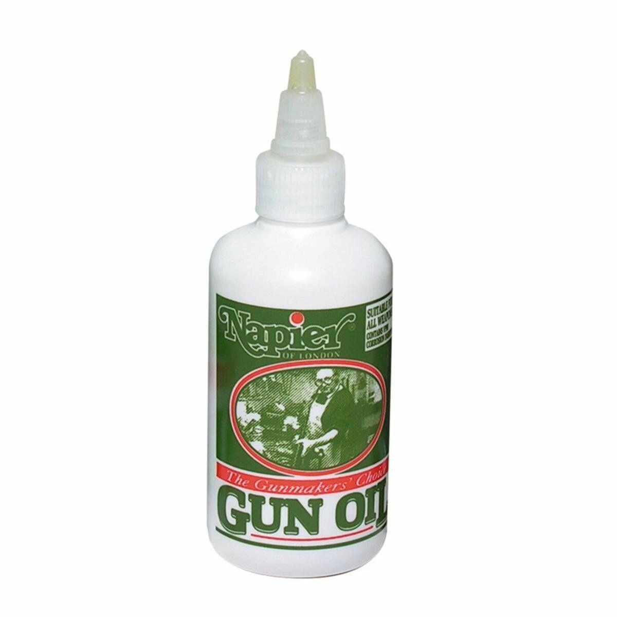 Napier 125ml oil drop bottle, clear plastic container with black cap, used for storing essential or cooking oils.