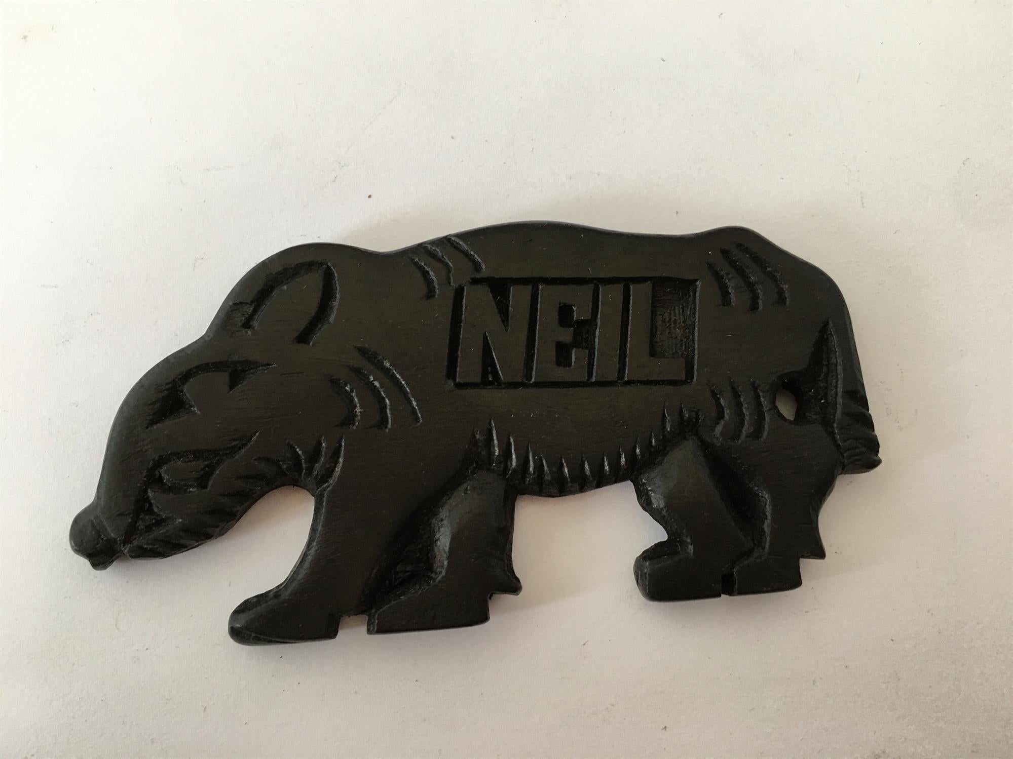 Hand-carved zebra key ring by A1 Decoy Ltd featuring detailed animal design on a metal keyring.