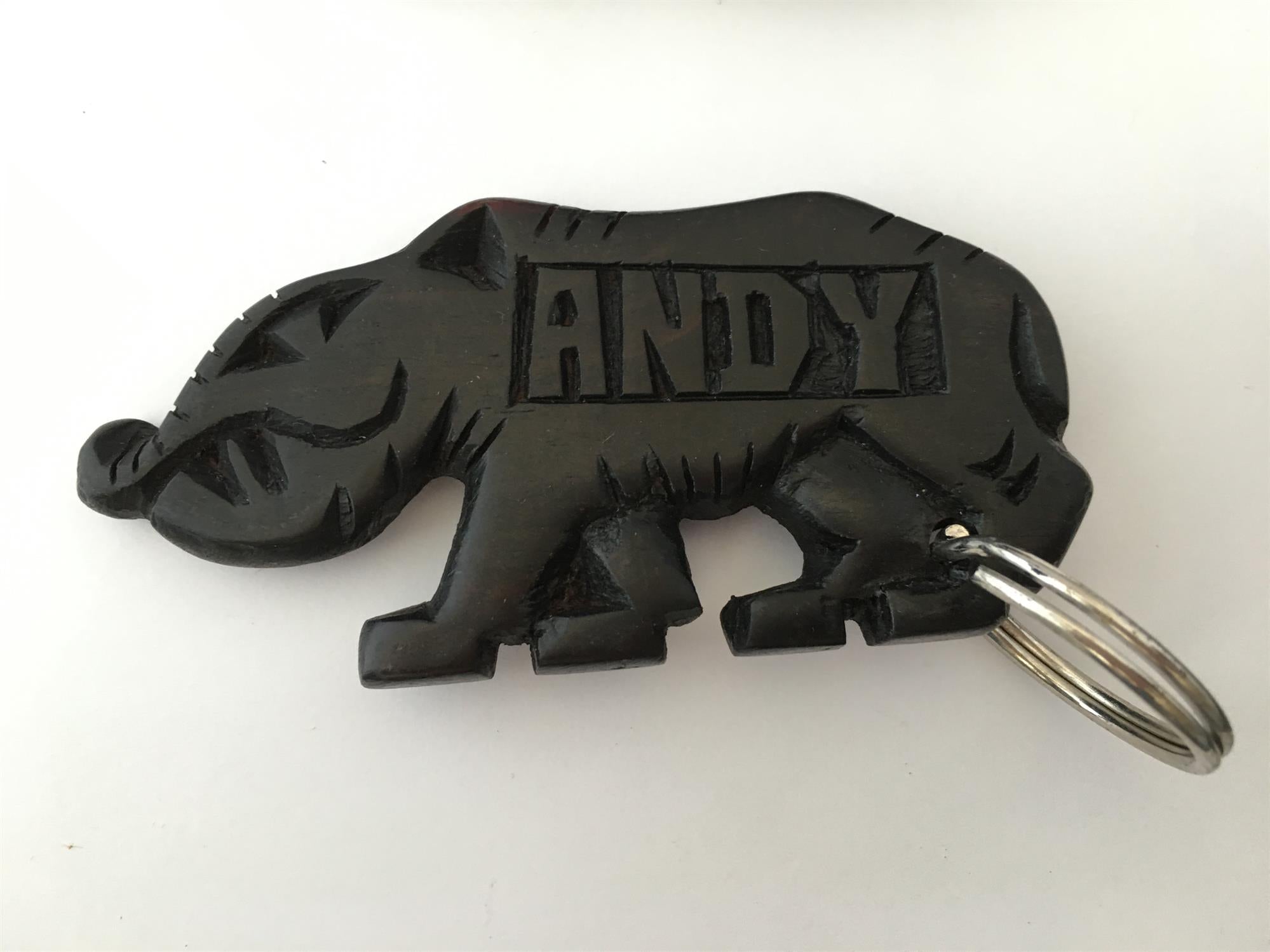 Hand-carved zebra key ring by A1 Decoy Ltd featuring detailed animal design and natural wood texture.
