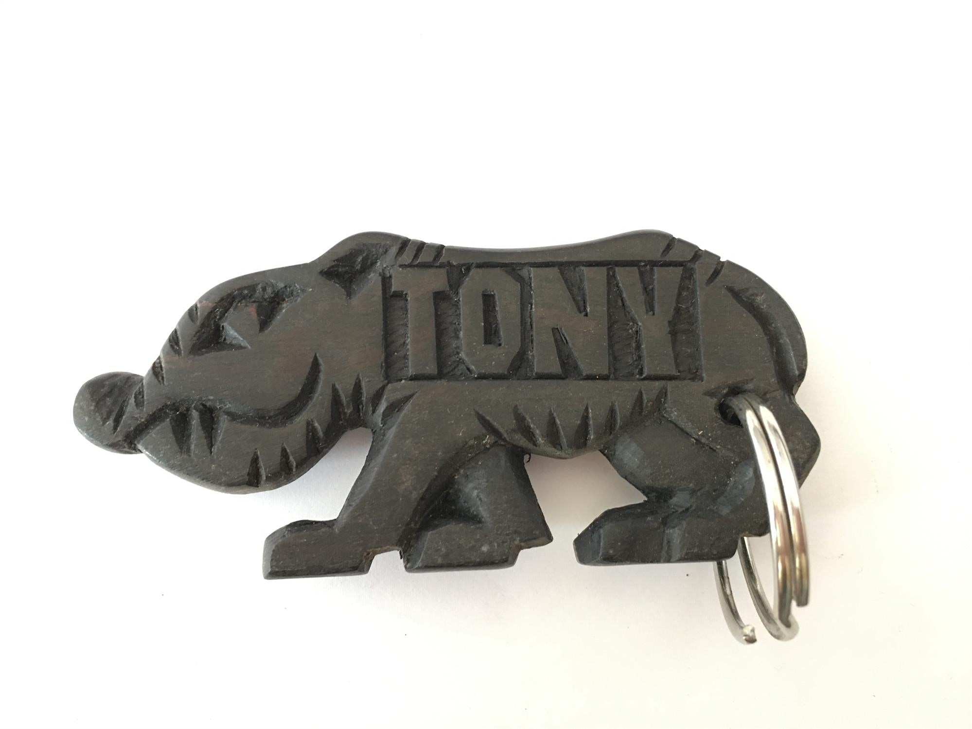 Hand-carved zebra key ring from A1 Decoy Ltd featuring detailed animal design and natural wood texture.