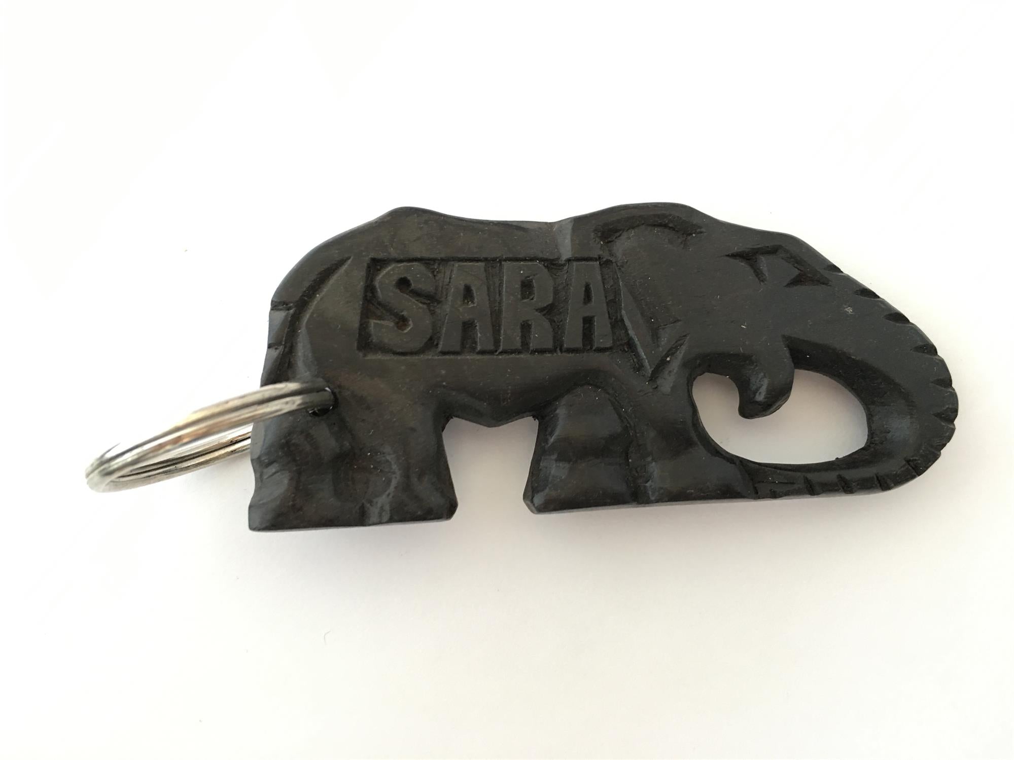 Hand-carved zebra key ring by A1 Decoy Ltd featuring detailed animal design and natural wood finish.
