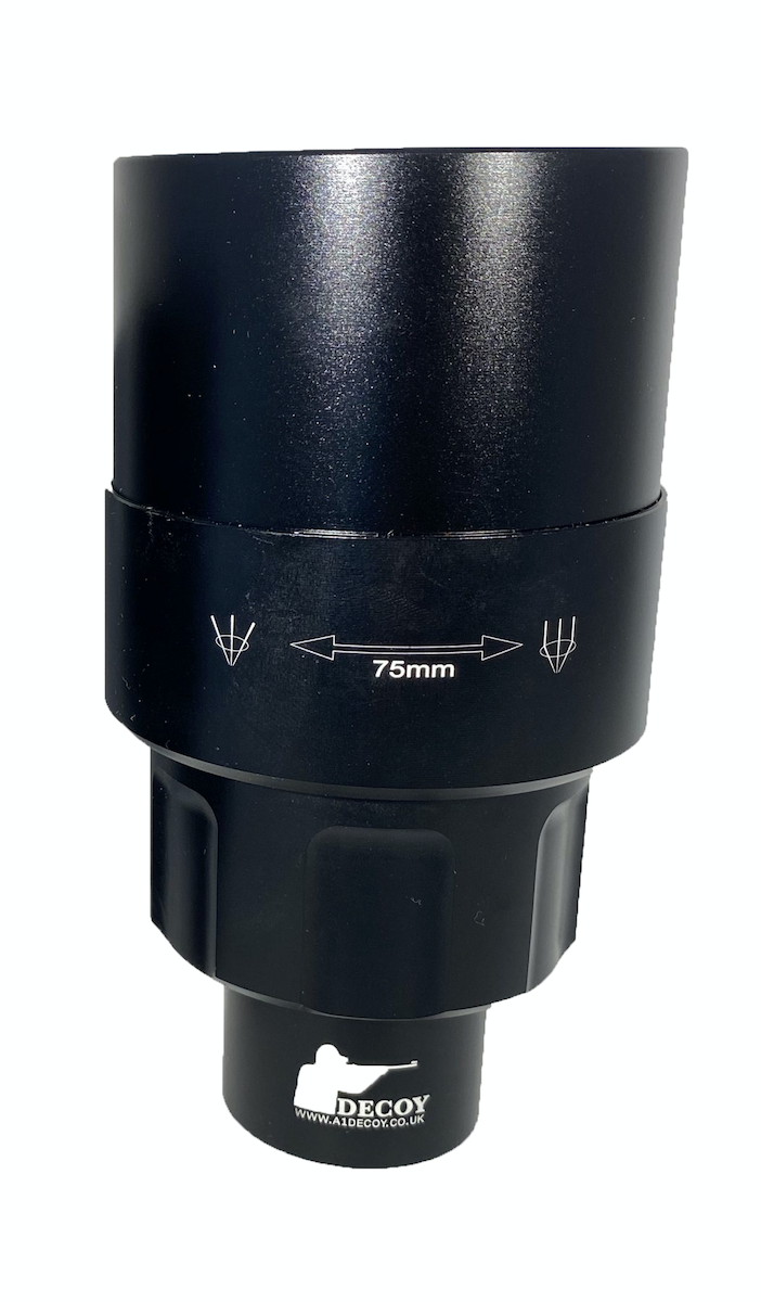 Shenzhen Home Security 75mm shrouded aspherical lens for NightSniper Elite and Hell Cat torches, showing the lens with protective shroud.