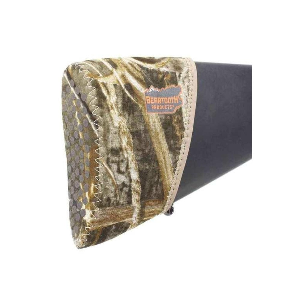 Range Beartooth Recoil Pad Kit in camo pattern designed for firearm comfort and recoil reduction.