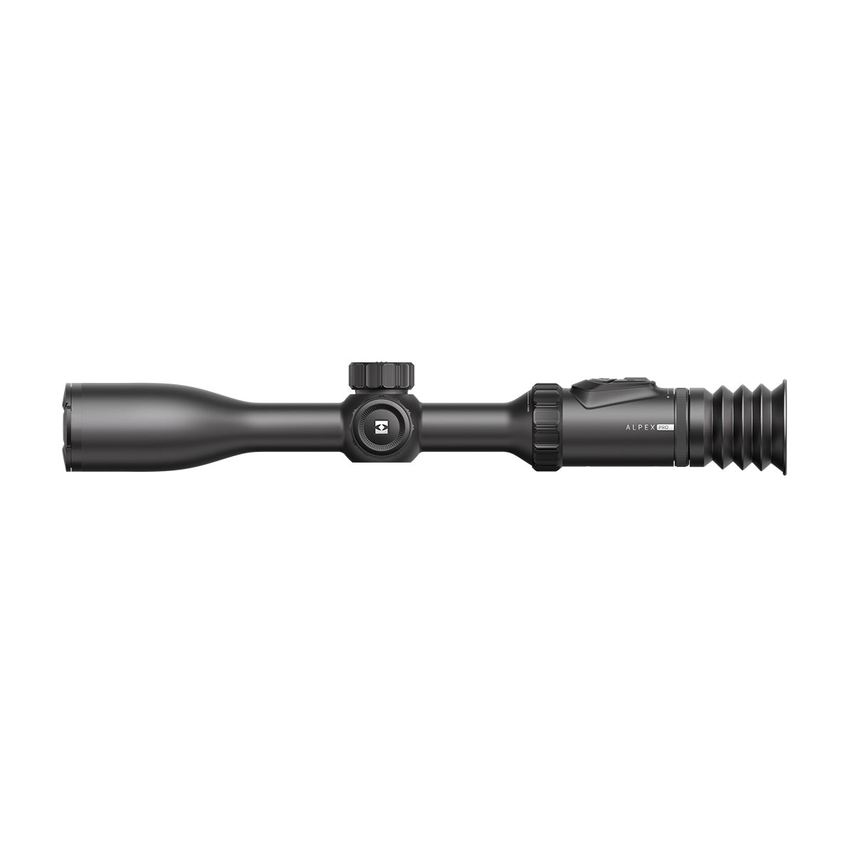 HIKMICRO Alpex A50P non-LRF digital day and night rifle scope mounted on a firearm, showcasing its compact design and adjustable lens