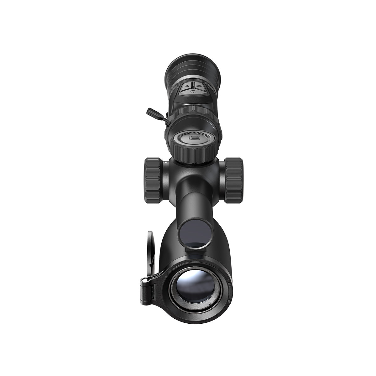 HIKMICRO Alpex A50PL LRF digital day and night rifle scope with adjustable zoom and reticle for precision shooting.