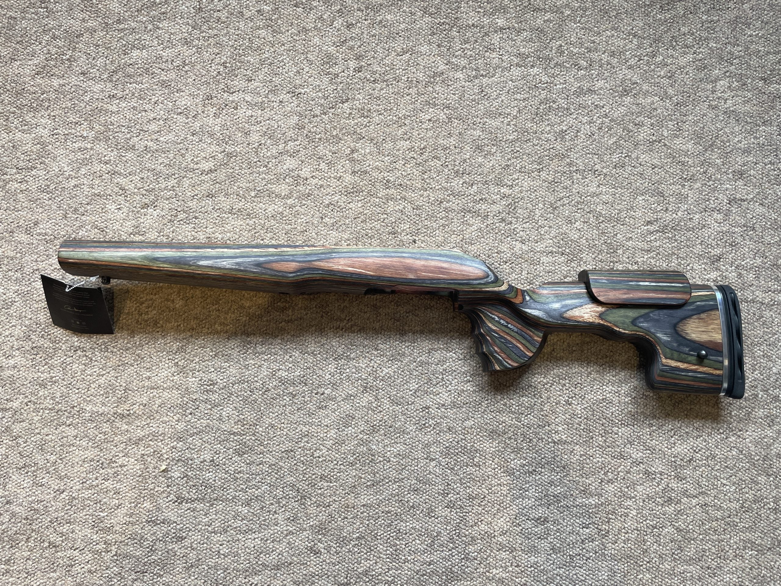 HIGHLAND GRS Sporter Standard Action rifle with Green Mountain Camo finish, designed for Blaser R8 model, visible in the image.