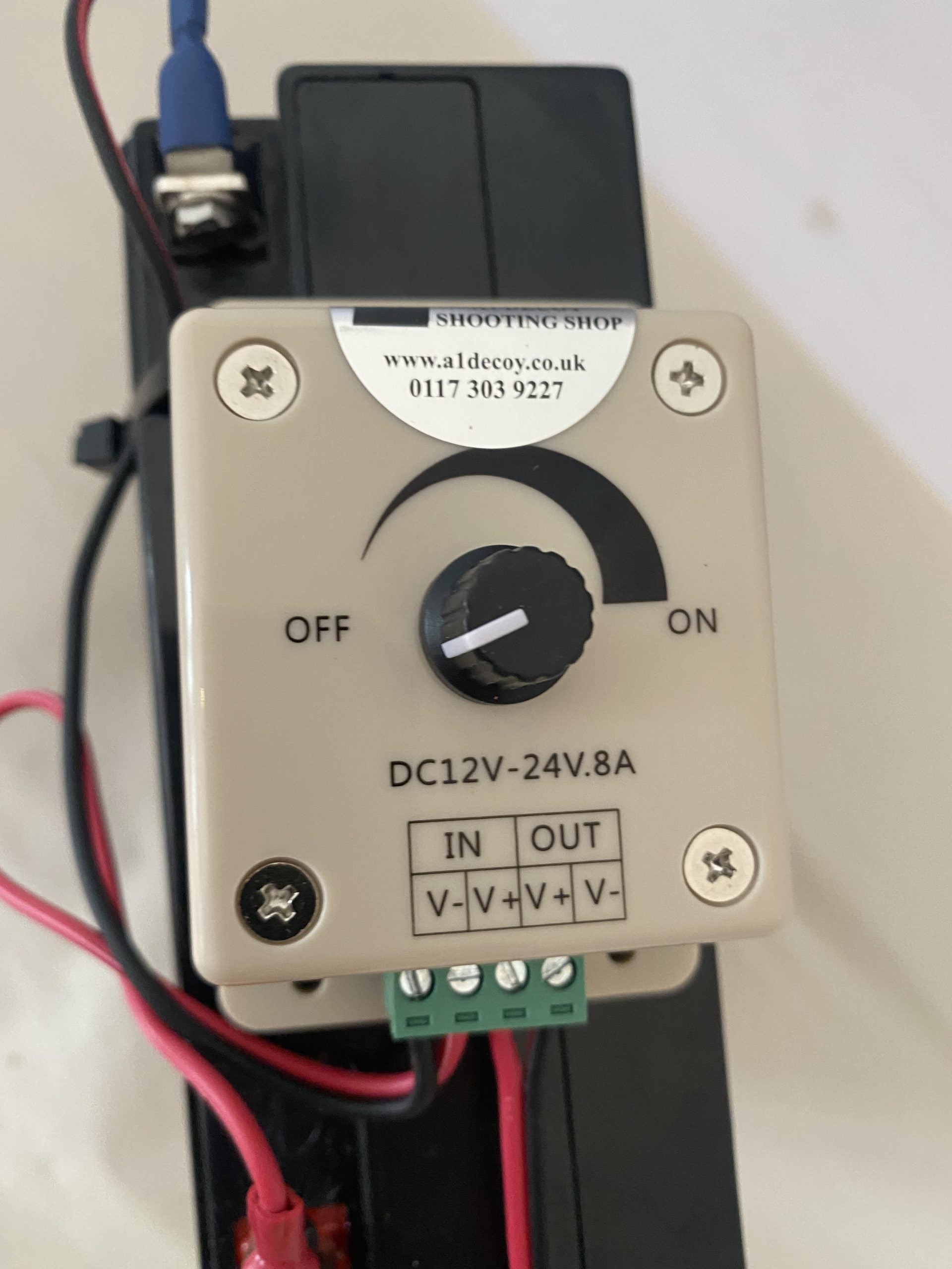 A1 DECOY LTD heavy-duty speed controller with magnets and flappers for battery-powered devices, shown in a close-up image.