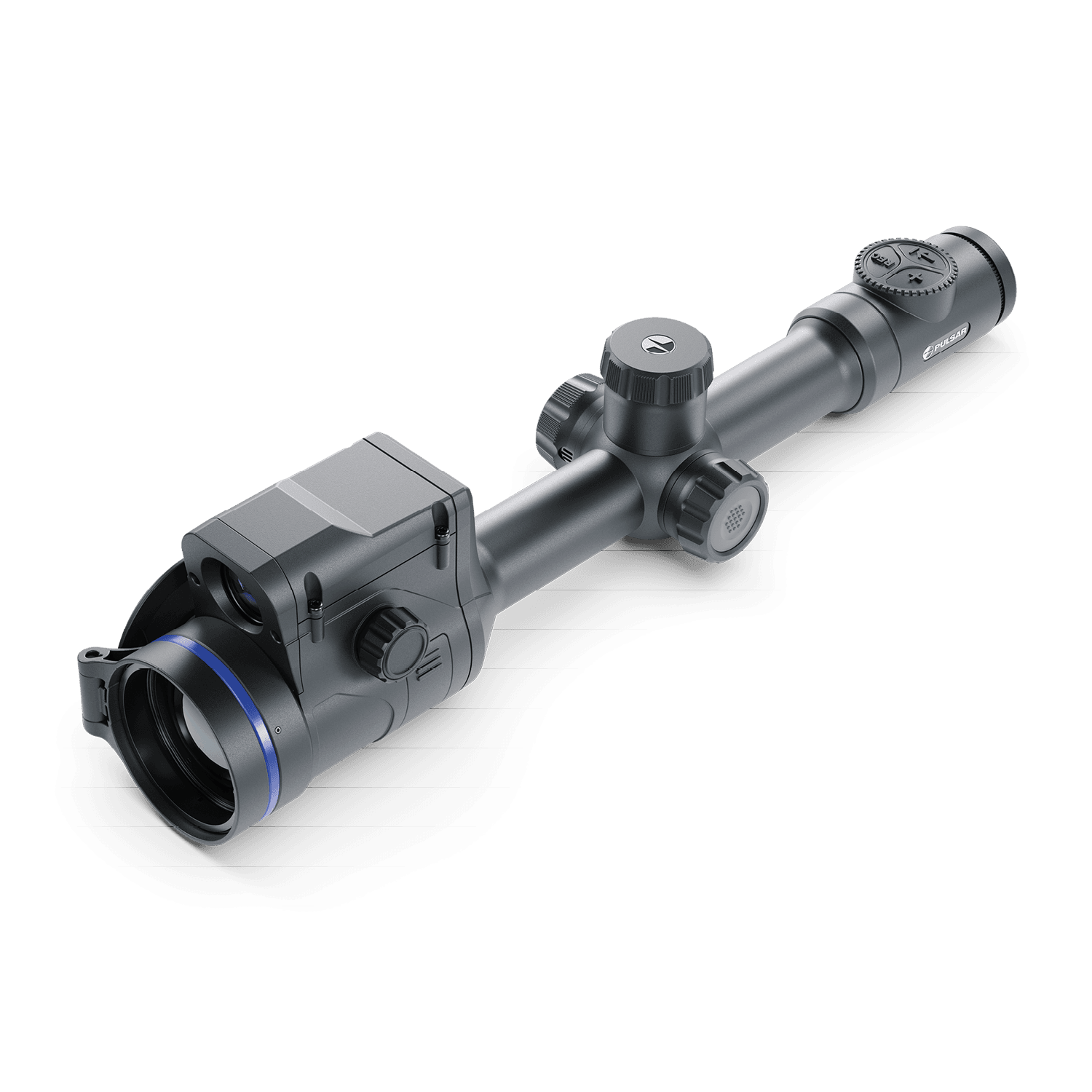 Thermion 2 LRF XP50 Pro thermal scope by Pulsar, showcasing its advanced thermal imaging and ergonomic design for hunting.