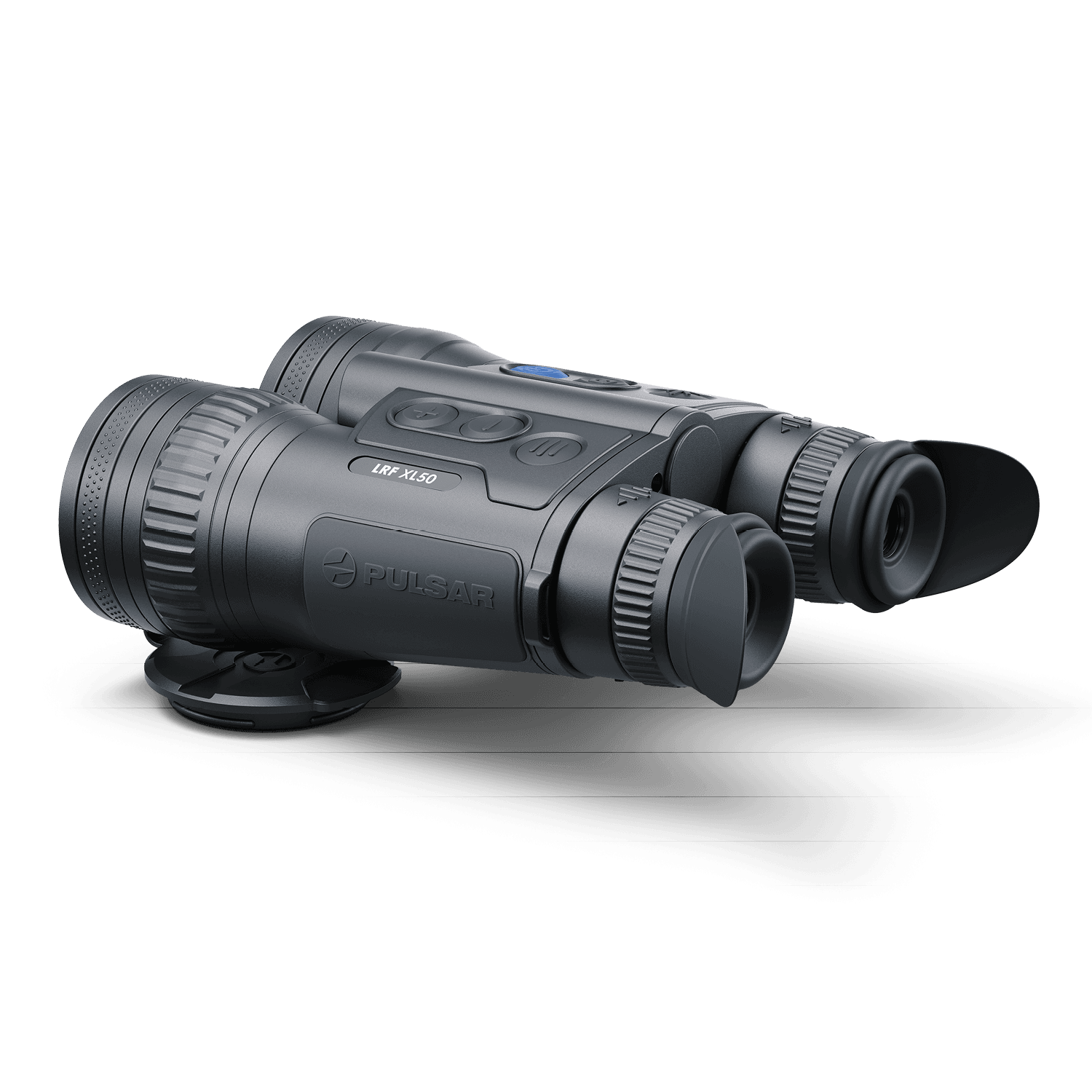 Pulsar Merger LRF XL50 telescope with adjustable eyepiece and tripod, featuring a sleek black design for outdoor birdwatching and stargazing.