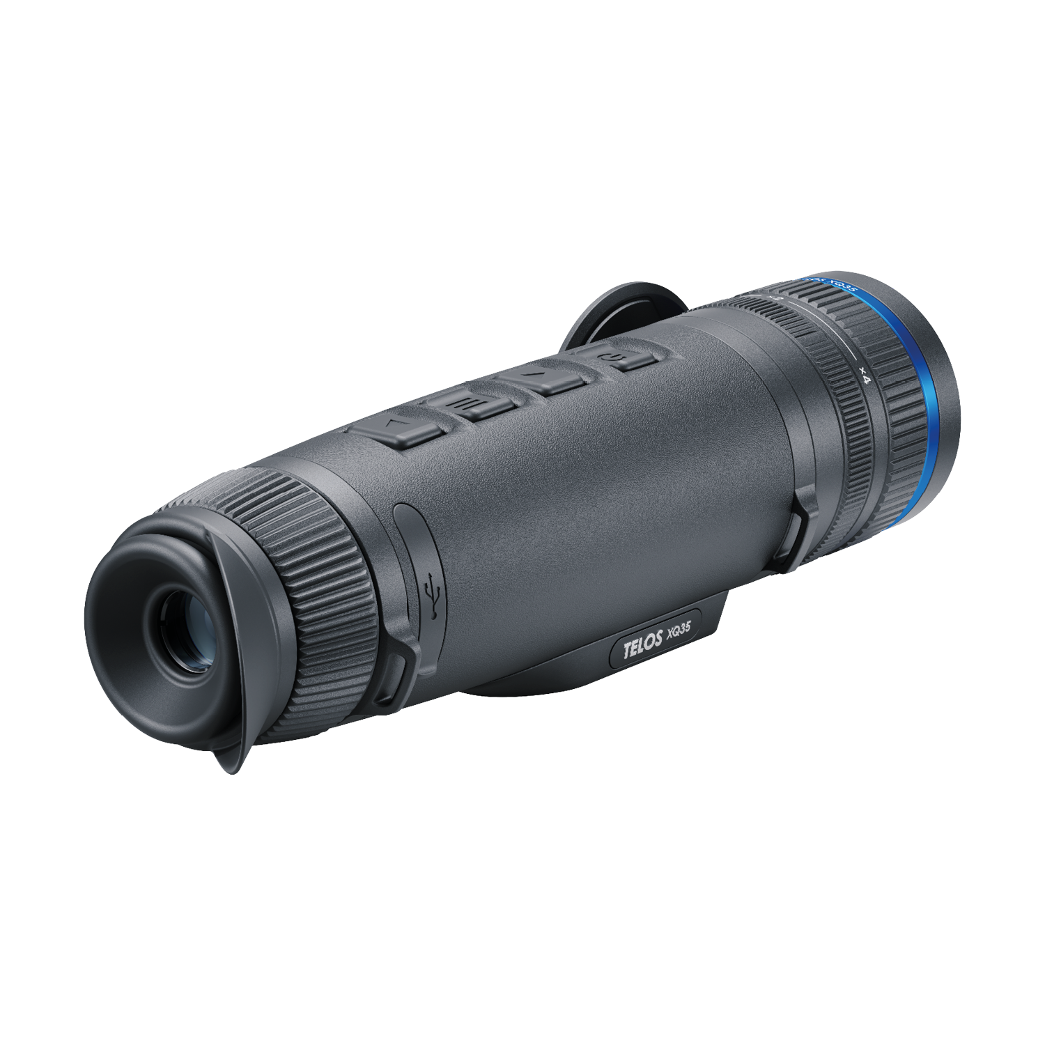 Pulsar Telos XQ35 telescope from TJACKS showing its sleek design and optical lens system for astronomy observation.