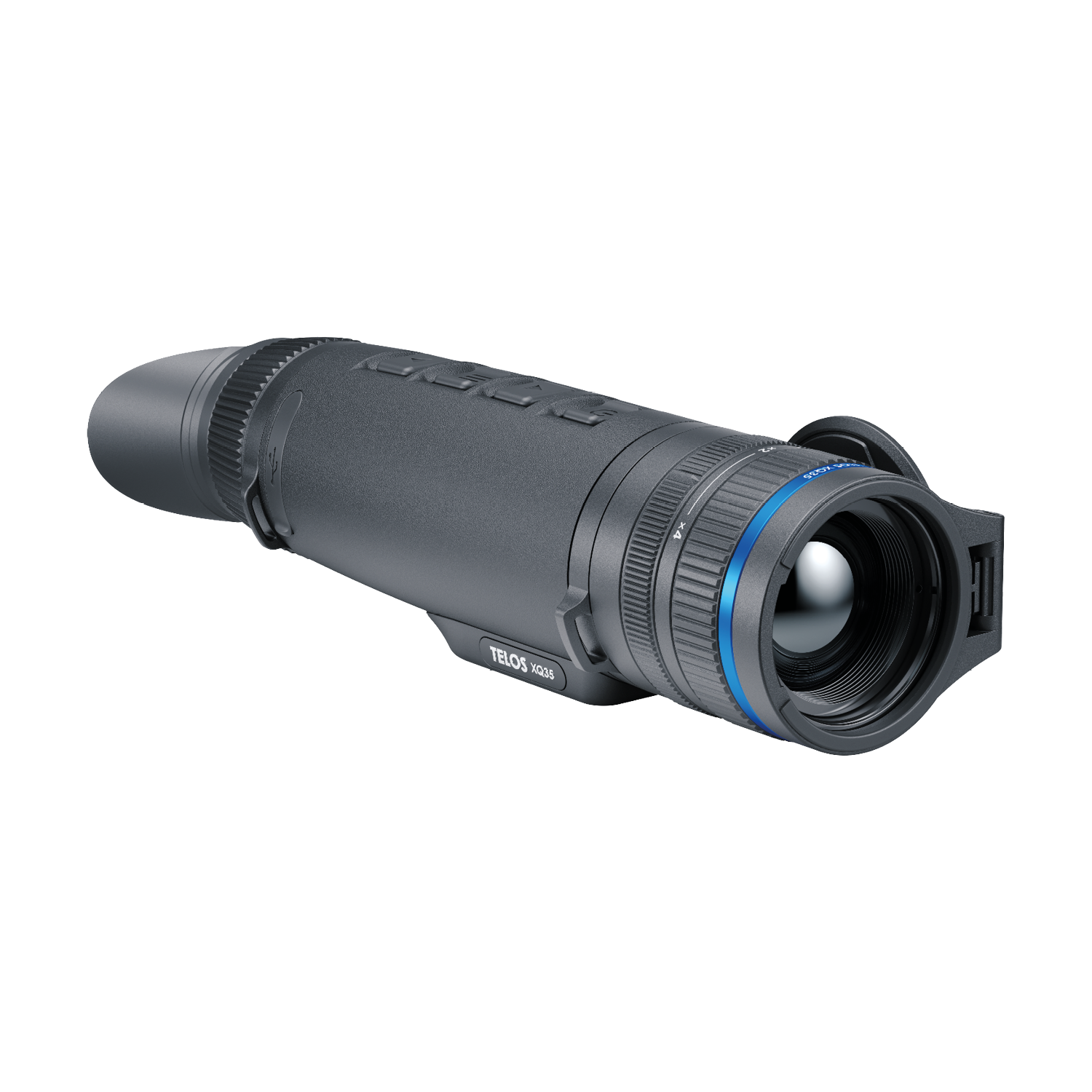 Pulsar Telos XQ35 telescope by TJACKS showing the sleek black body and adjustable focusing mechanism.