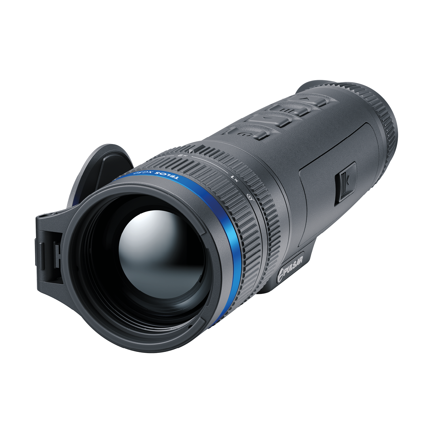 Pulsar Telos XG50 outdoor tactical flashlight by TJACKS with adjustable zoom and durable black metal body.
