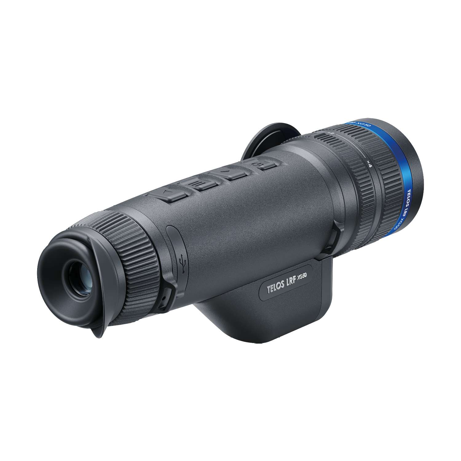 Pulsar Telos XG50 LRF thermal spotter by TJACKS showing the device with lens and control buttons in a detailed view