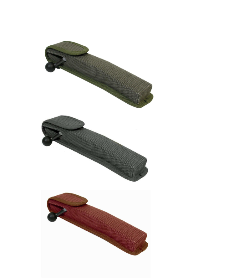 Red Napier bolt pouches for Blaser rifles, designed to securely hold and protect rifle bolts during storage or transport.