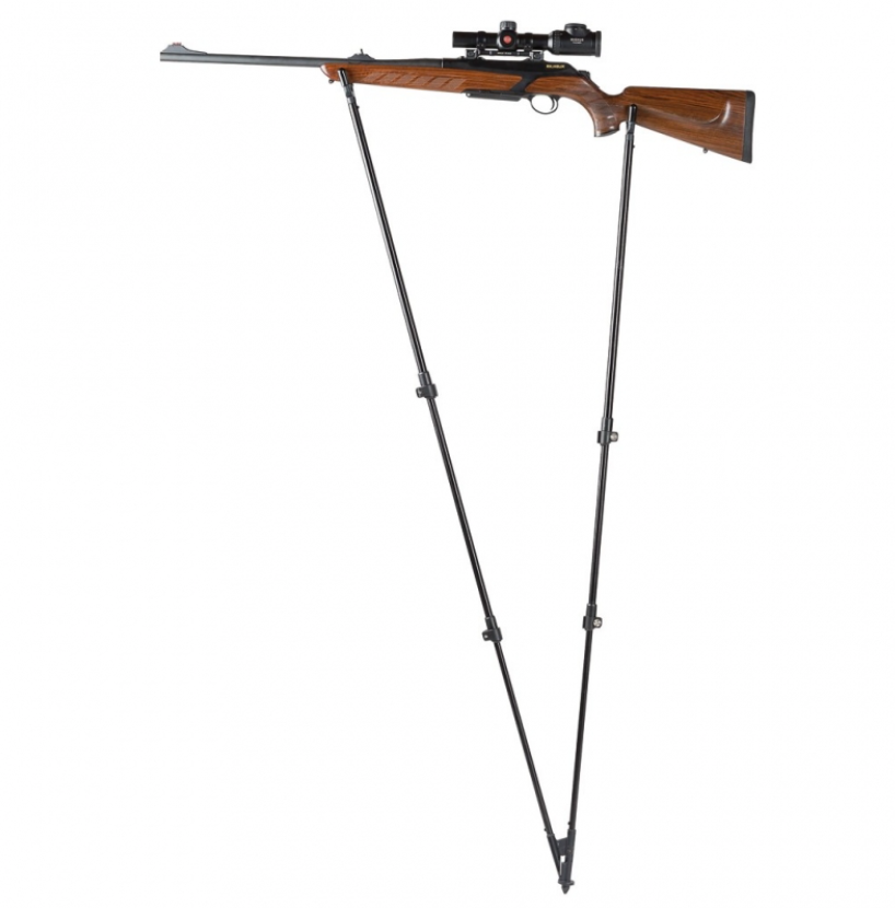 A1 DecoY LTD Monteria single leg sticks for hunting, showing adjustable metal legs with rubber feet in outdoor setting