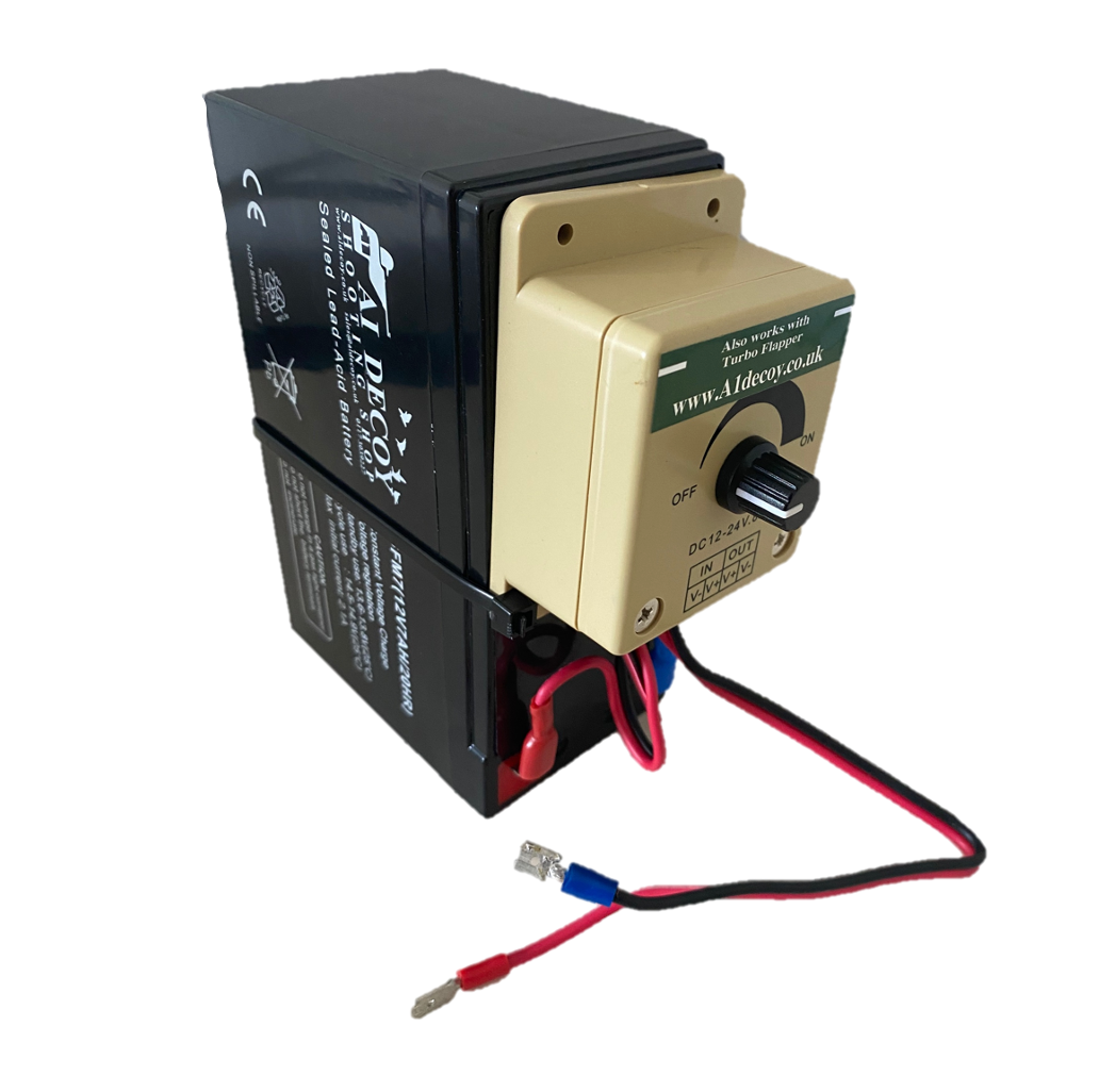 A screenshot of a battery and heavy-duty speed controller with magnets and flappers from A1 DECOY LTD.