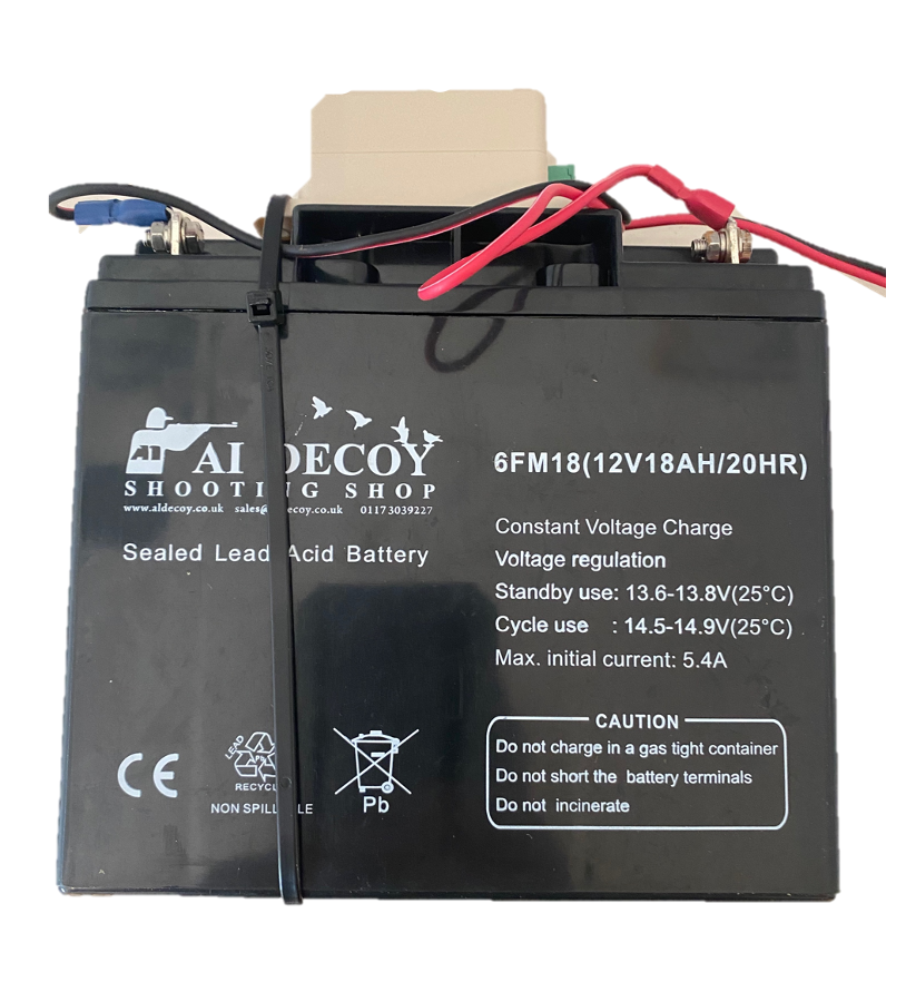 A screenshot showing a battery and heavy duty speed controller with magnets and flappers from A1 DECOY LTD.