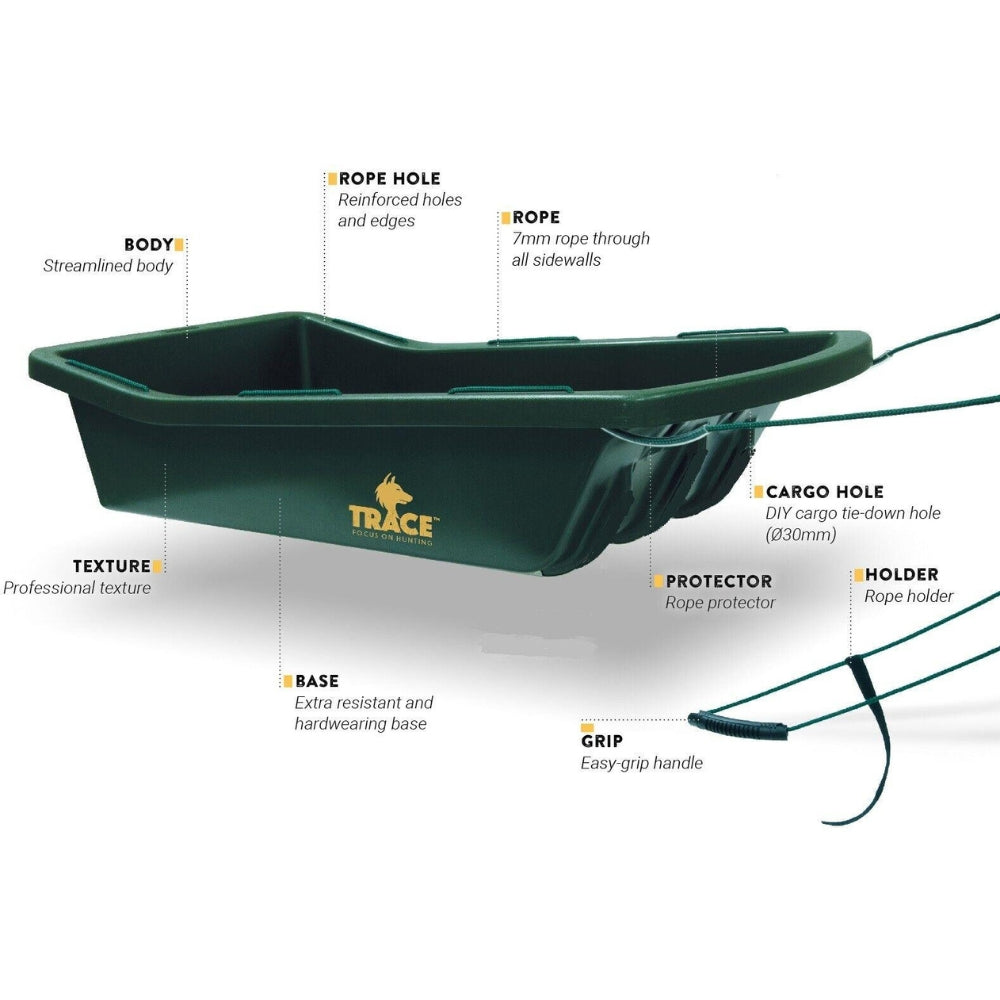Red stag deer drag sledge by A1 Decoy Ltd, designed for stalking and hunting decoy transport in big game hunting.