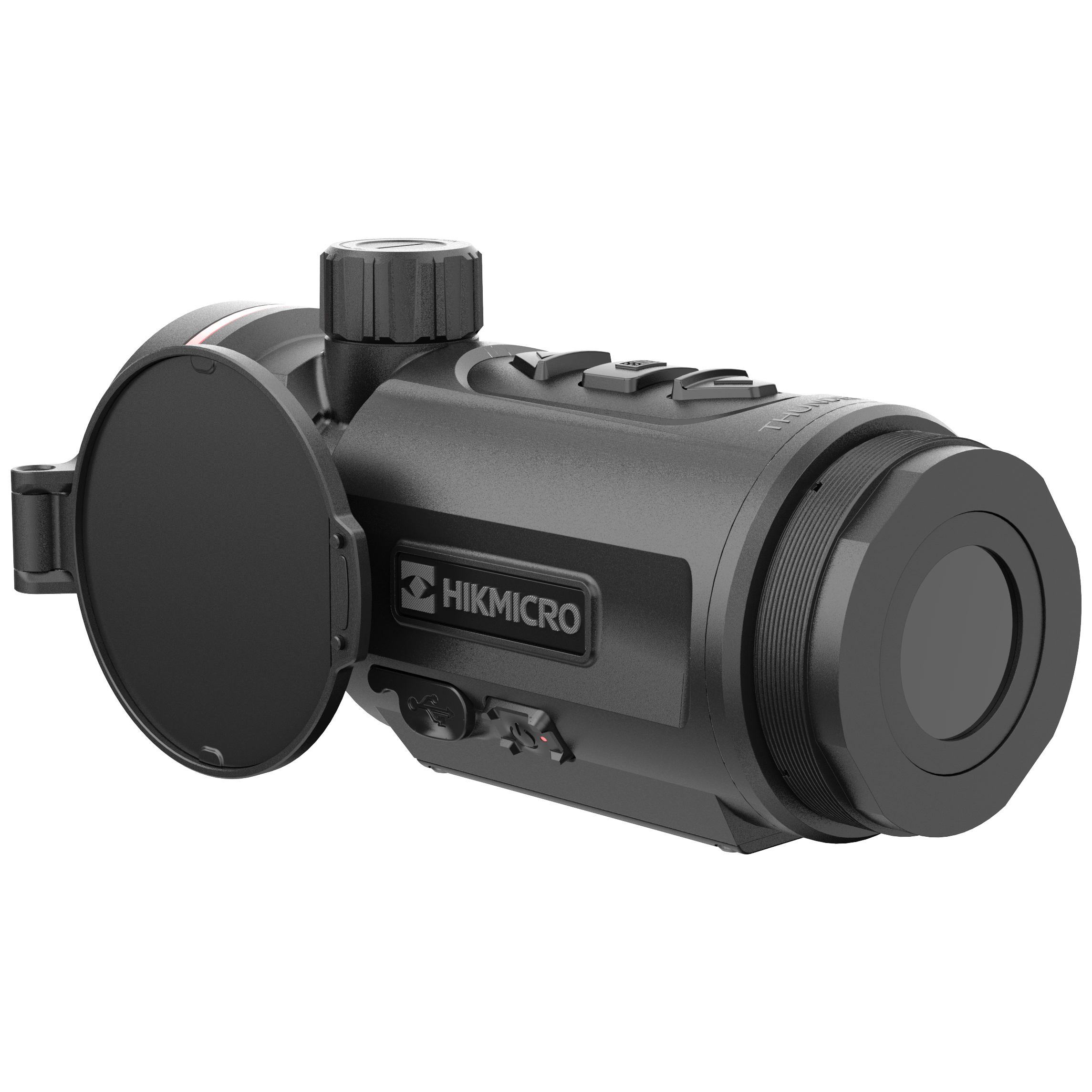 ELITE HIKMICRO Thunder 3.0 TQ35CL thermal front clip-on with laser rangefinder, compact optics for enhanced thermal imaging.
