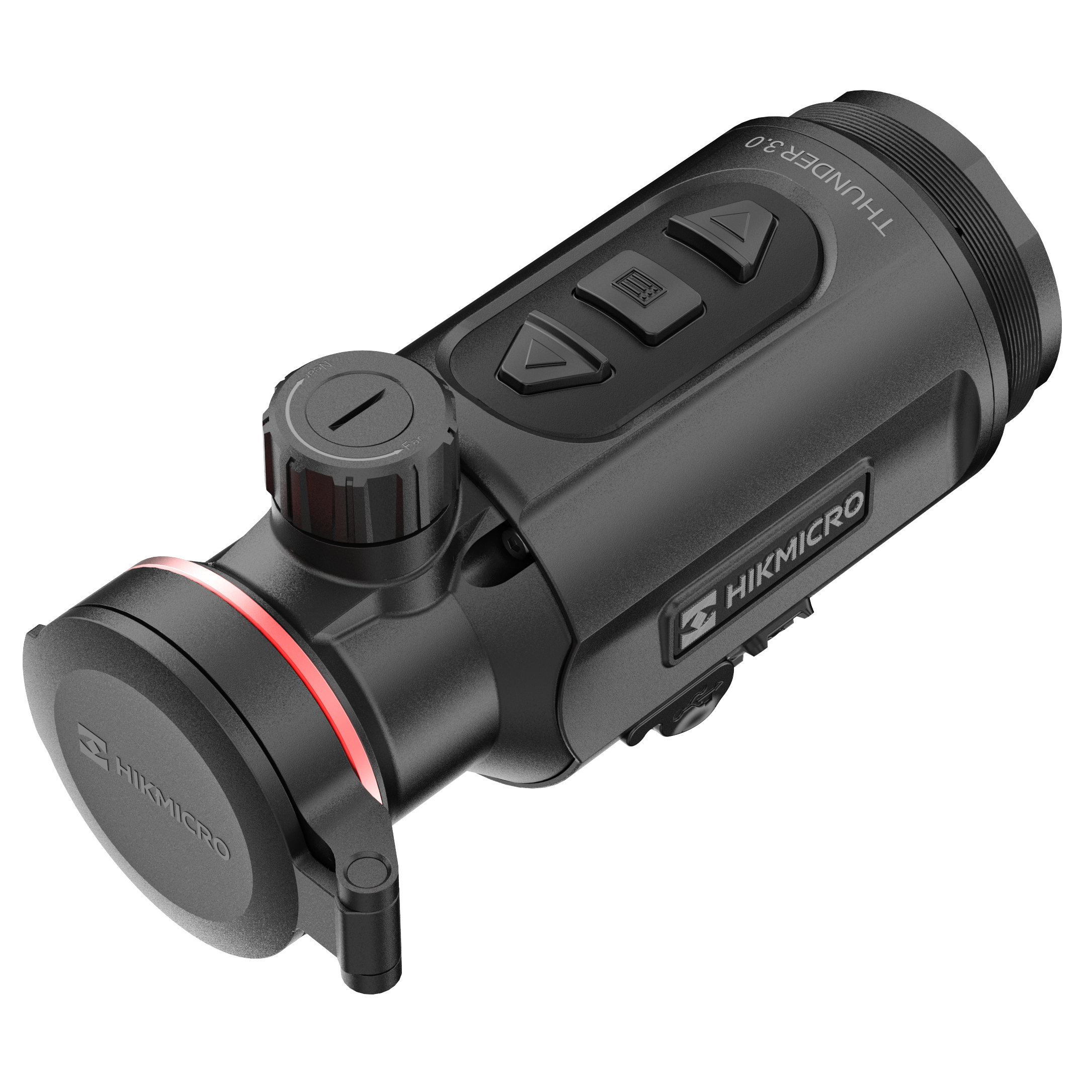 ELITE HIKMICRO Thunder 3.0 TH35C thermal front clip-on for optics, showing the compact device mounted on a rifle scope.