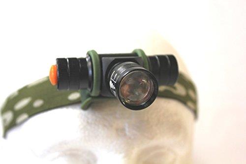 A1 Decoy Slight Seconds Camo Cree rechargeable head torch with adjustable strap and bright LED light for hands-free illumination.