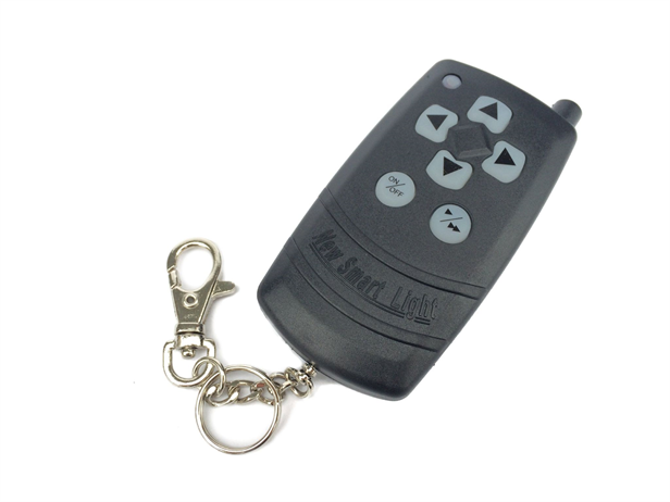 A1 Decoy Ltd black remote control for smart light bulbs, featuring buttons for easy smart lighting control.