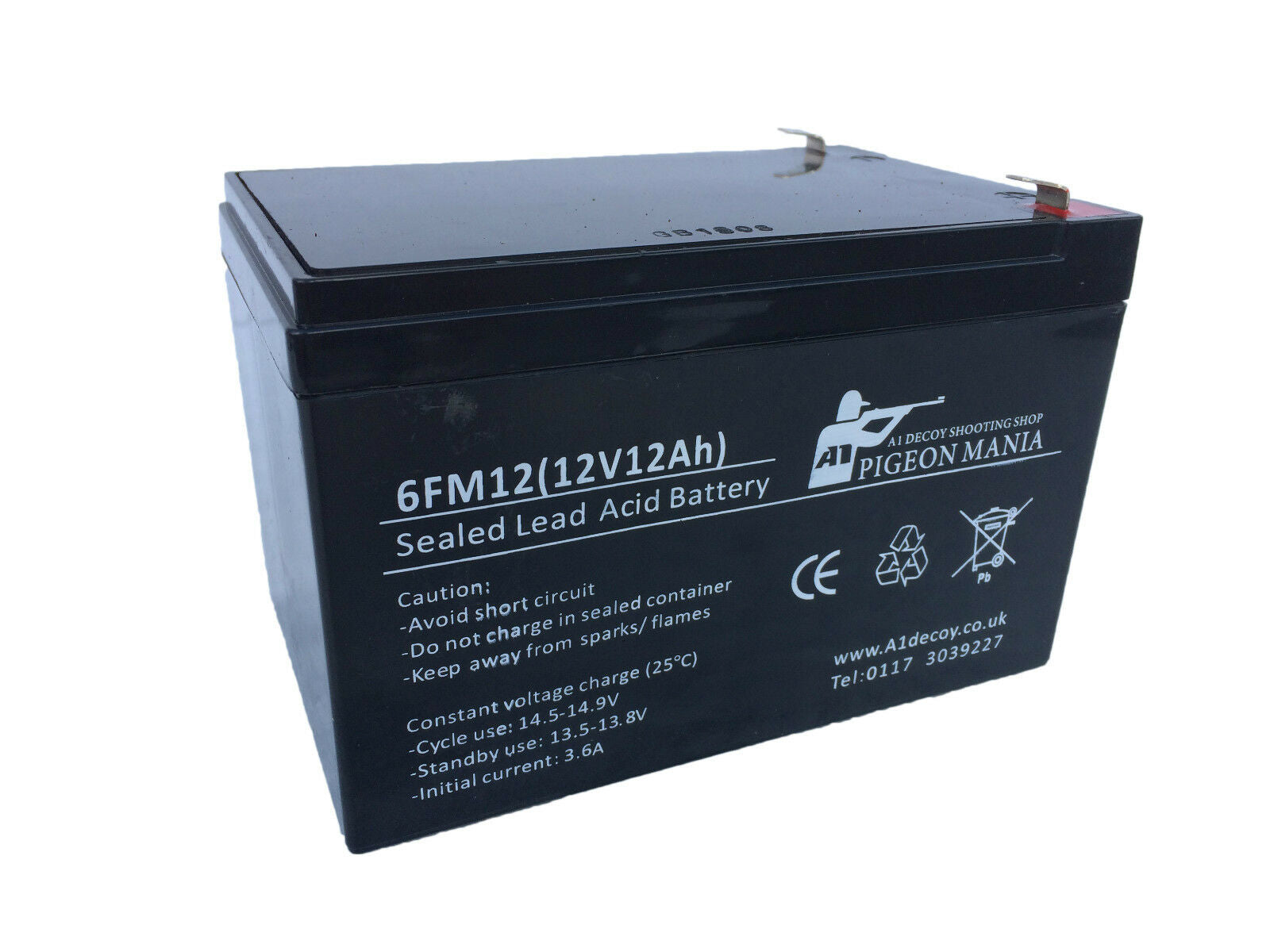 Bristol Batteries 12V sealed lead acid battery for magnets, flappers, feeders, and traps used in game feeders and decoys.
