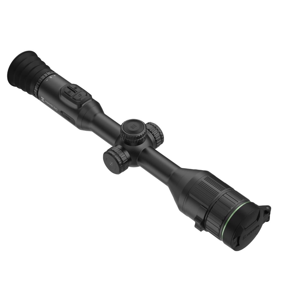 ELITE HIKMICRO Alpex A50E 4K digital day and night rifle scope showing scope body with adjustable zoom and illuminated reticle