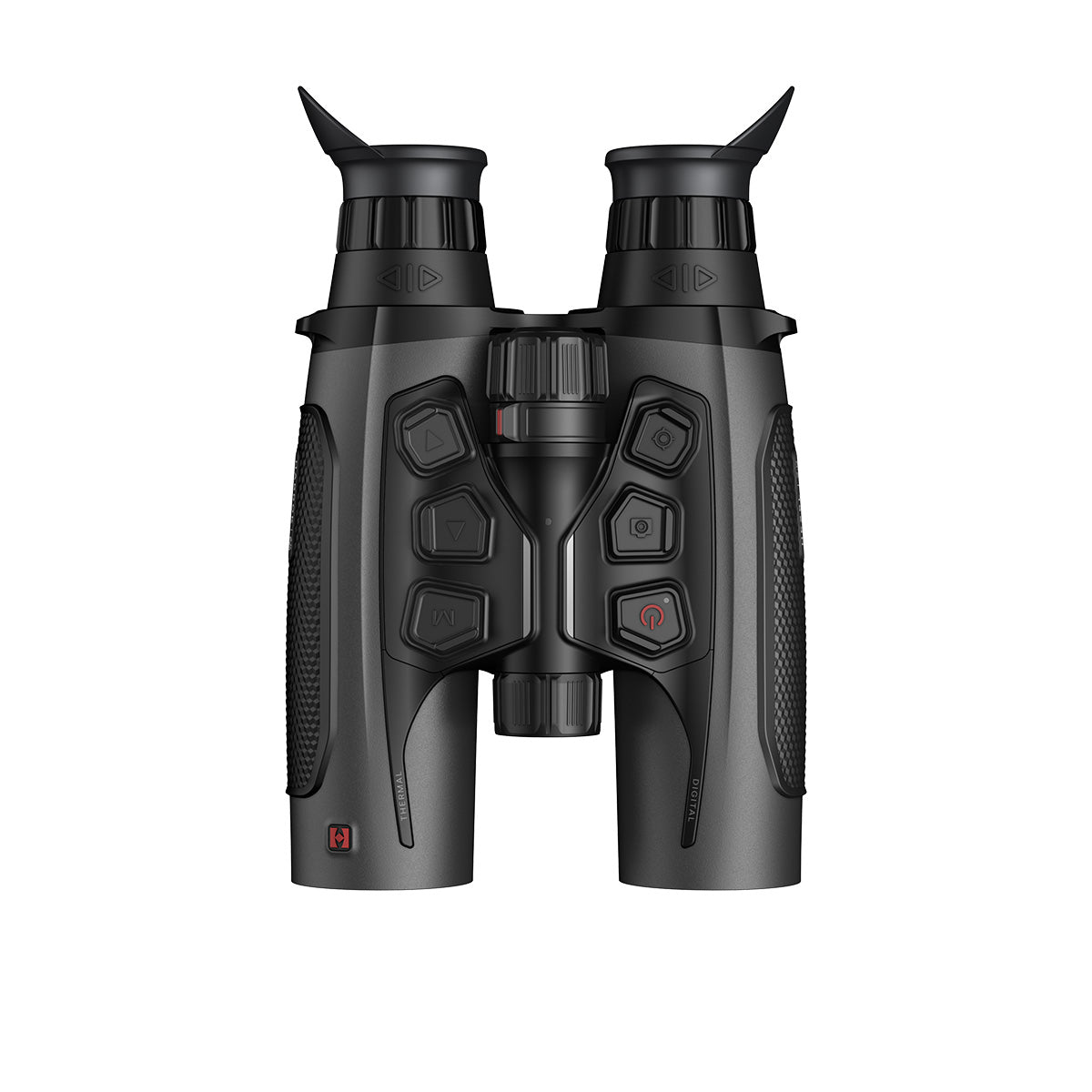 ELITE HIKMICRO HABROK 4K 2.0 thermal binoculars with LRF and 940nm torch kit, showing the optical device with display features.