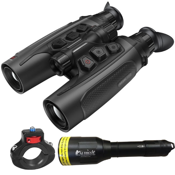 HIKMICRO Habrok 4K 2.0 thermal binocular with LRF and 940nm torch, shown as part of the thermal binocular kit.