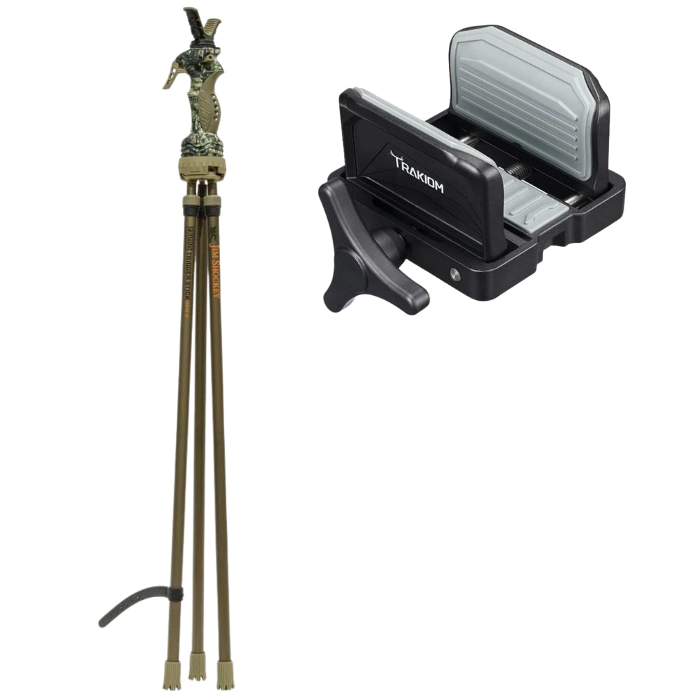 Primos Gen3 Trigger Stick and gun clamp combo by A1 DECOY LTD, adjustable hunting tripod with mounted gun clamp for stability