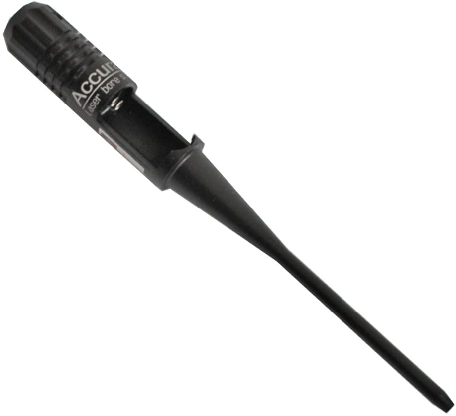 Red laser bore sight for .22 and .50 caliber rifles by A1 Decoy Ltd, used for accurate target shooting and firearm alignment.
