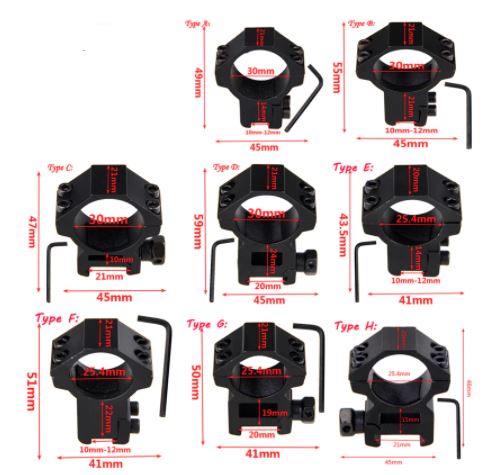 Aliexpress scope torch mounts for Picatinny and dovetail rails, sturdy black aluminum mounting brackets for tactical firearms