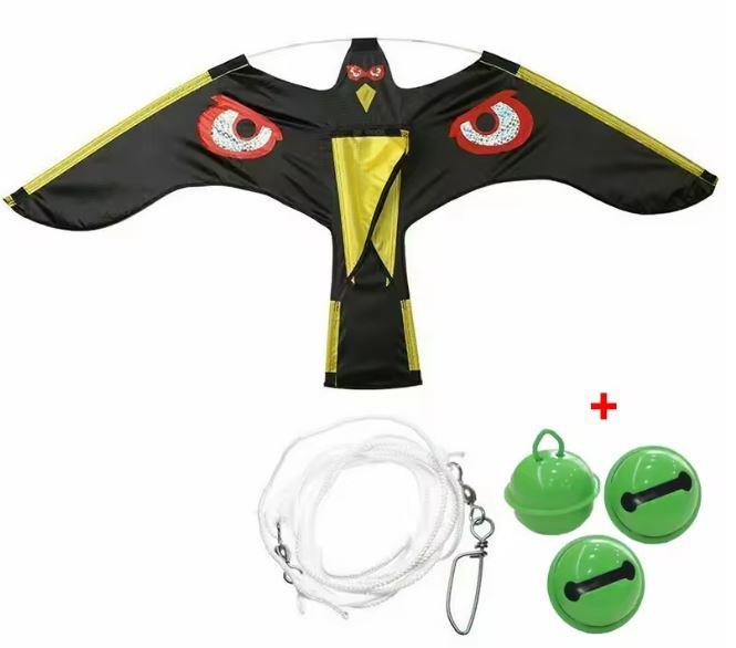 Black bird flying kite decoy by ALIEXPRESS, designed as a scarecrow bird repeller to deter birds from gardens and crops.