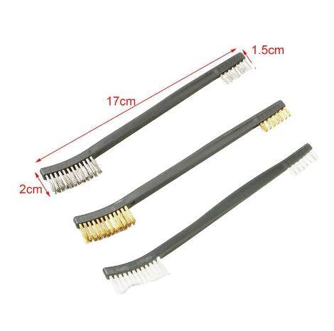 Three-piece universal gun cleaning kit by ALIEXPRESS with brushes, cleaning rods, and accessories for firearm maintenance.