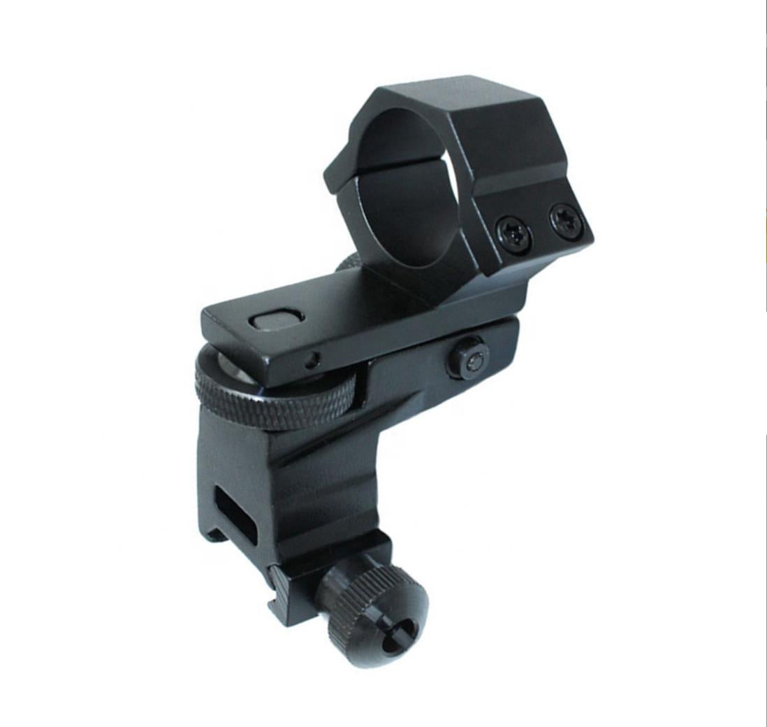 Adjustable Weaver rail mount for scope and torch, featuring windage and elevation adjustments, compatible with rifles.