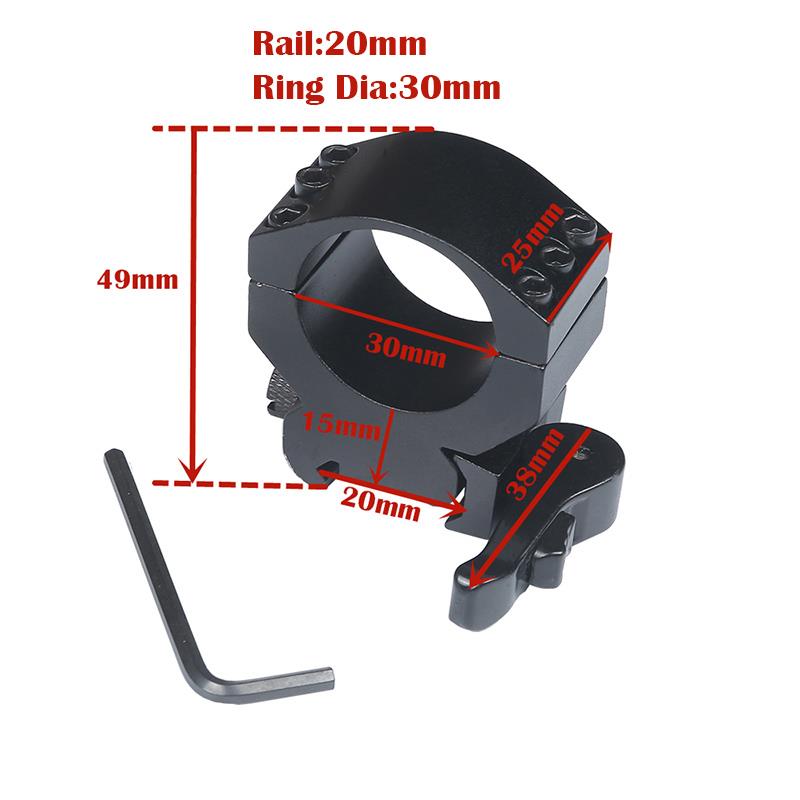 Pair of heavy-duty 30mm quick-release low rail sniper scope mounts, durable aluminum, designed for precise firearm optics attachment.