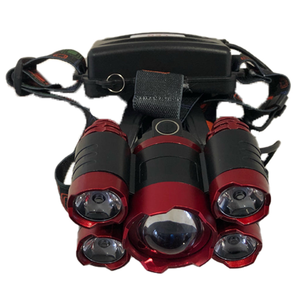Heavy duty head torch with protective case by AliExpress, featuring adjustable straps and bright LED illumination for outdoor use.
