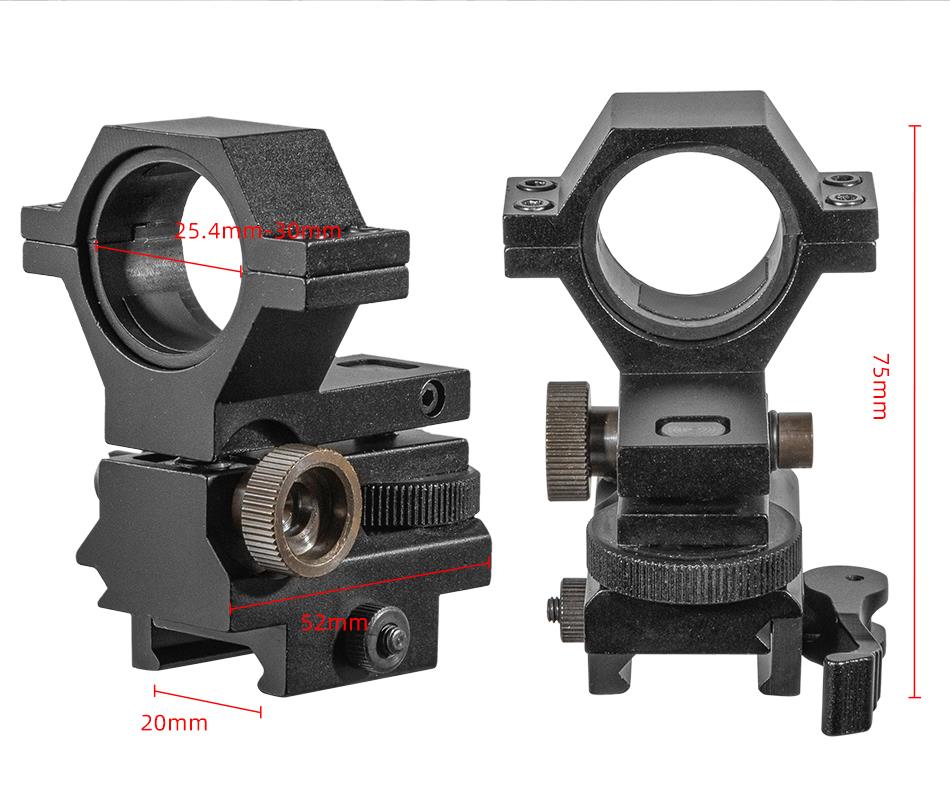 Low profile quick release adjustable windage and elevation mount for rifles, compatible with tactical scopes.