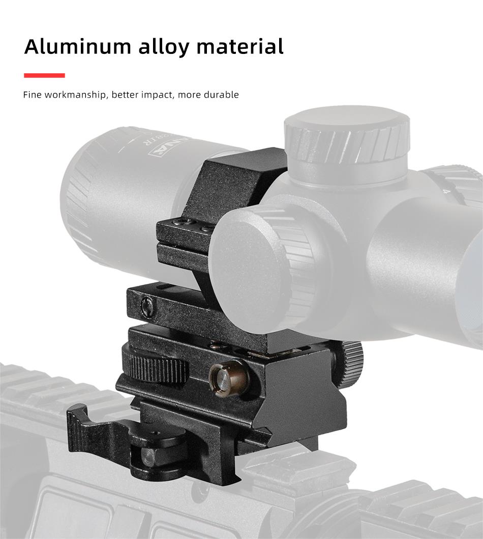Low profile quick release adjustable windage and elevation mount for rifles, compatible with optics and scopes.