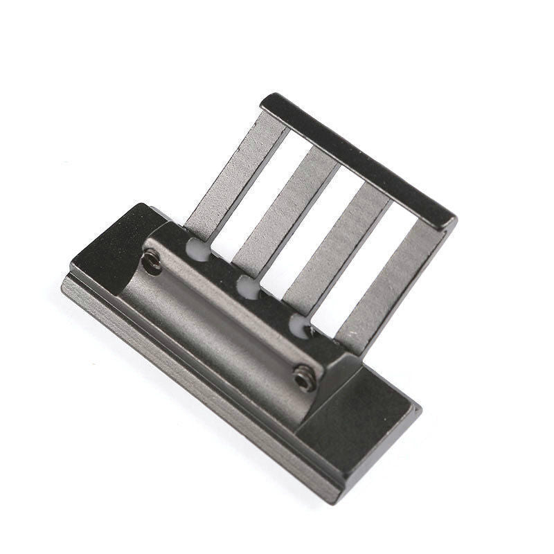 Offset 20mm Picatinny rail mount Weaver low profile adapter for rifles, shown in black with mounting screws and rail slots.