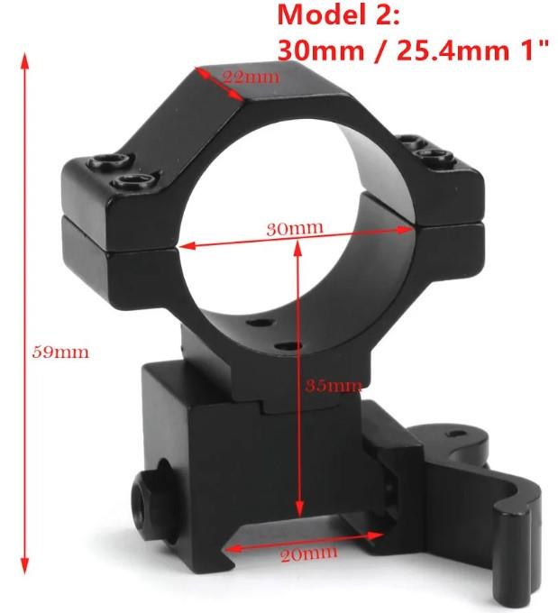 Quick release scope mounts for 25.4mm and 30mm riflescopes, black aluminum from ALIEXPRESS