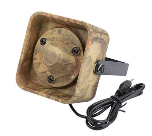 Electronic remote speaker for decoys and game calls by ALIEXPRESS, showcasing a compact device with control buttons and speaker grille.