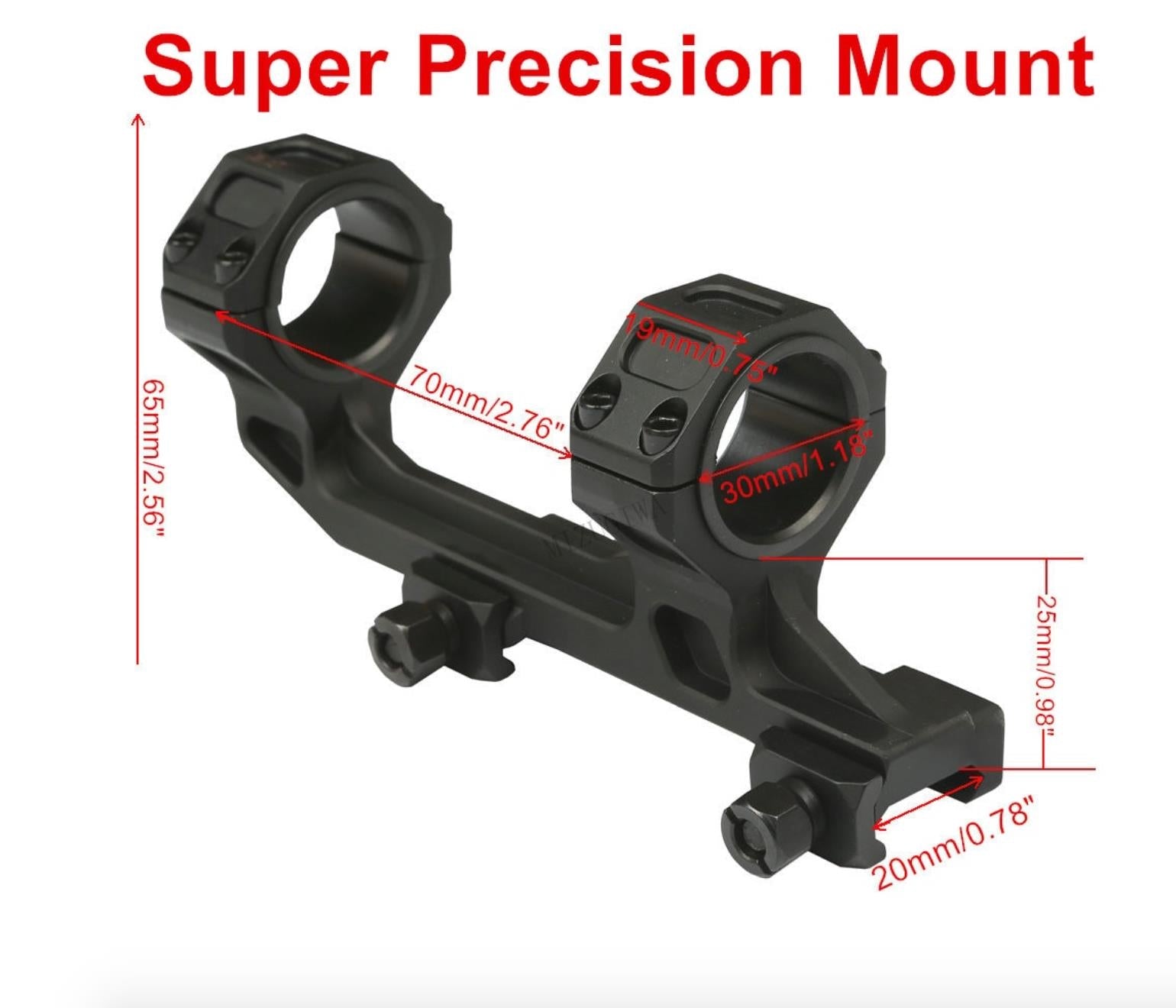 Super Precision Picatinny Weaver double ring rail mount in 25/30mm diameter, made by ALIEXPRESS for secure firearm attachment