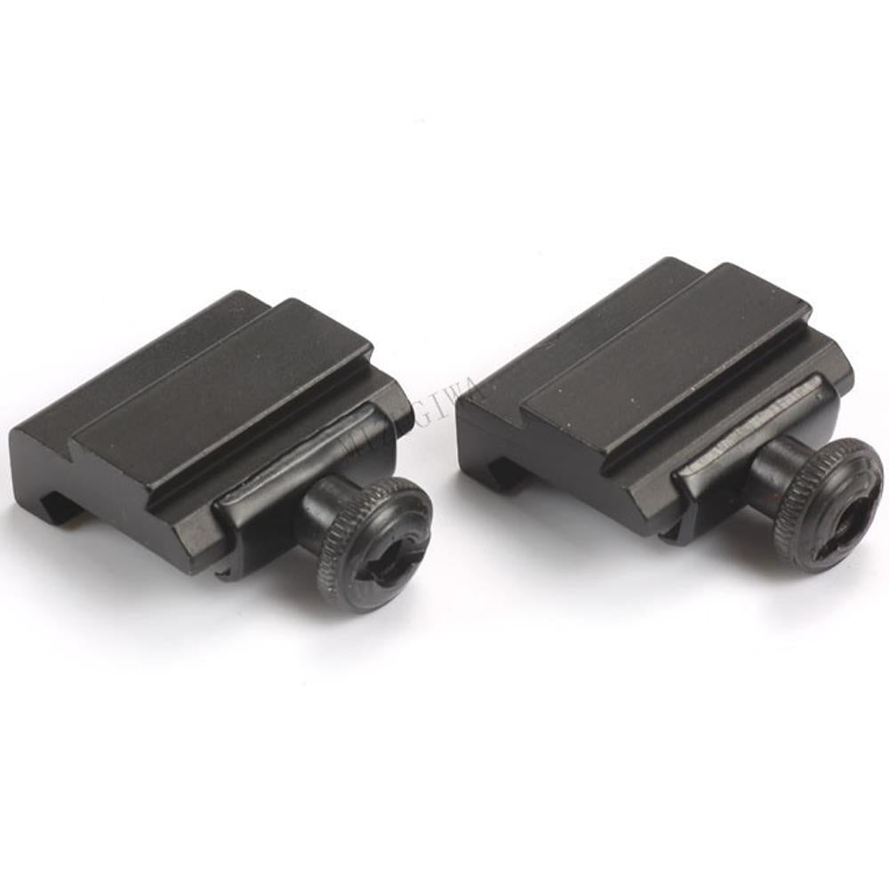 Pair of Weaver picatinny to dovetail rail adapters for firearm base mounts, compatible with tactical rifles.