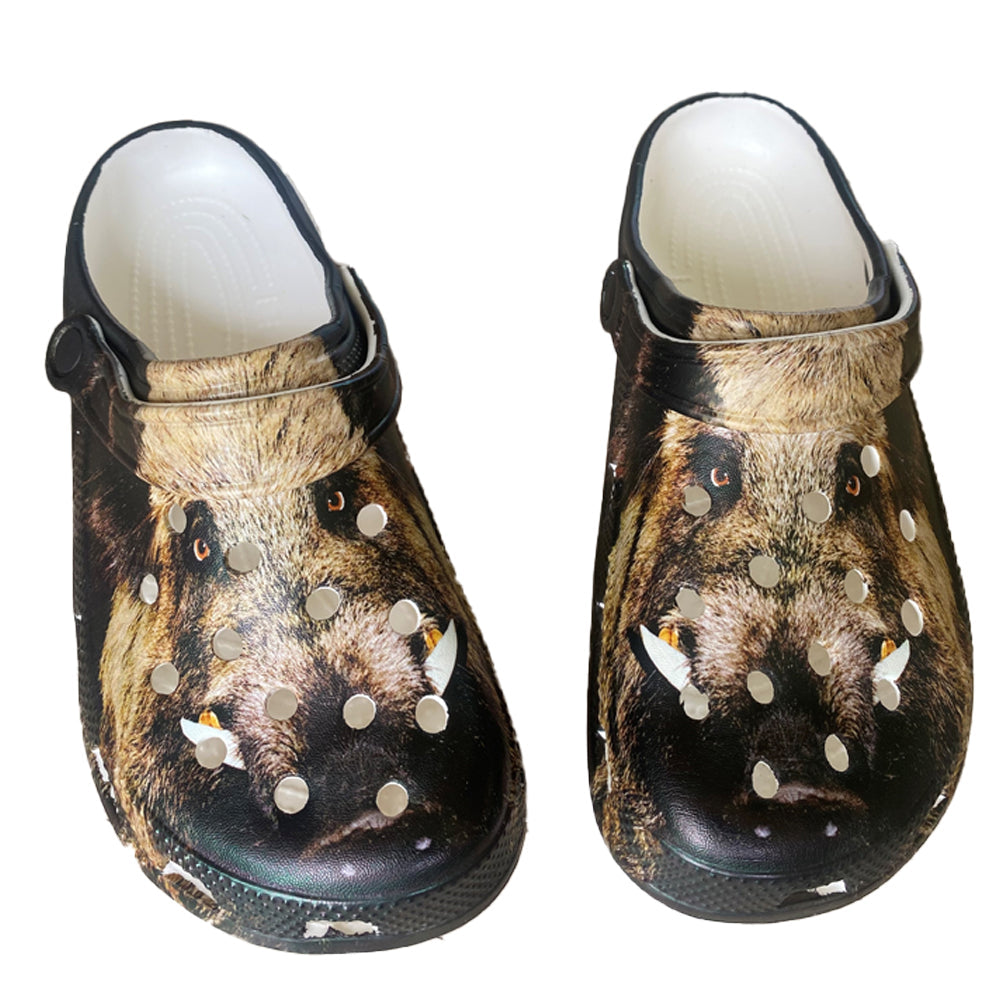 Men's Wildboar Crocs by ALIEXPRESS, featuring black rubber material and comfortable slip-on design.