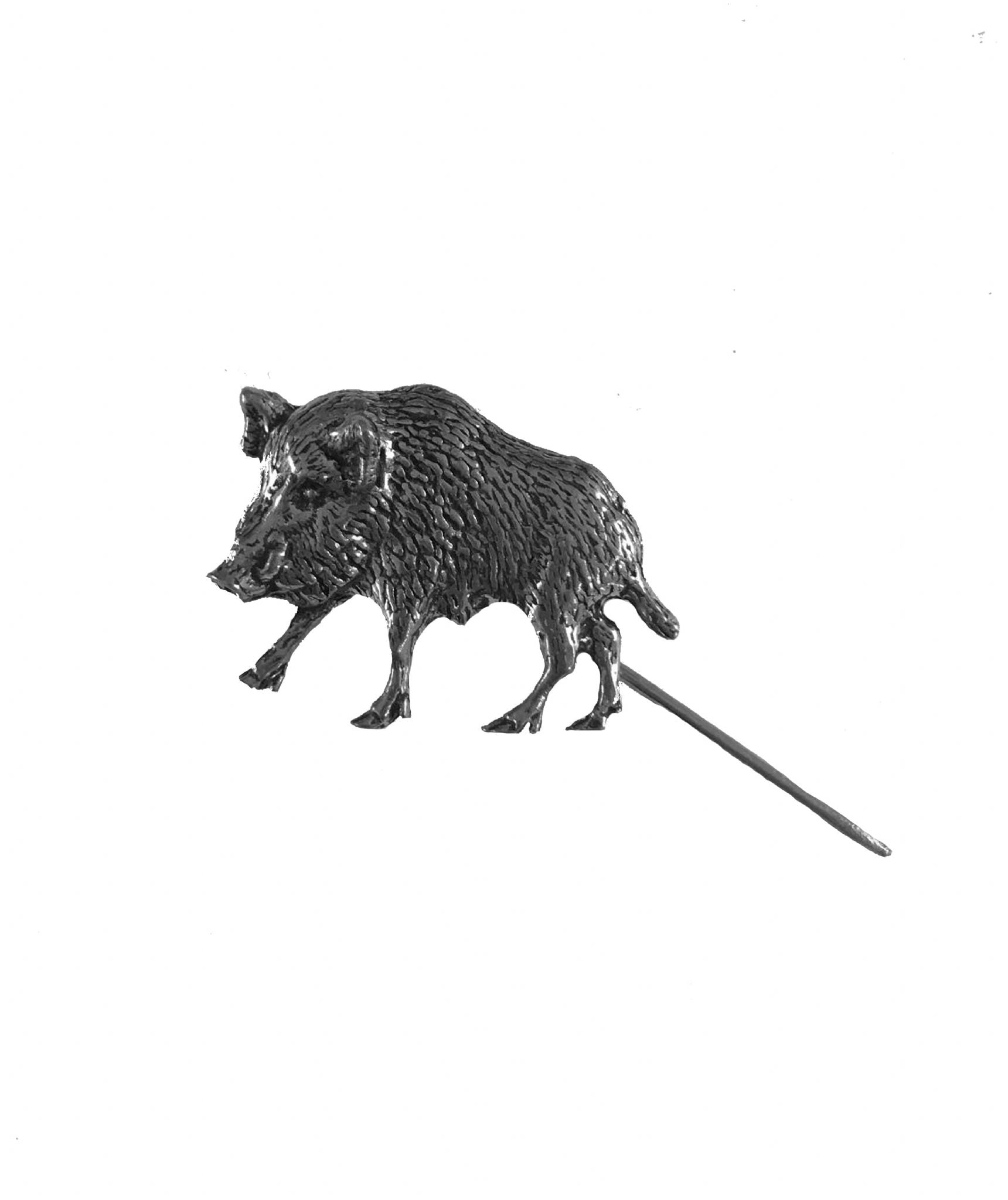 Silver boar pin by SPJAGD featuring detailed animal design, ideal for accessories or collectible jewelry.