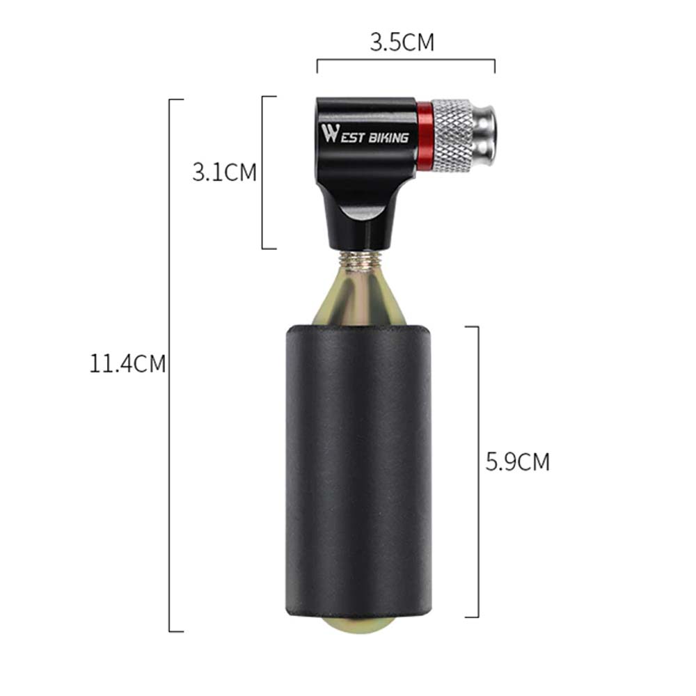 Mini CO2 gas pump from AliExpress, compact tool with a nozzle and handle for inflating tires or sports equipment.