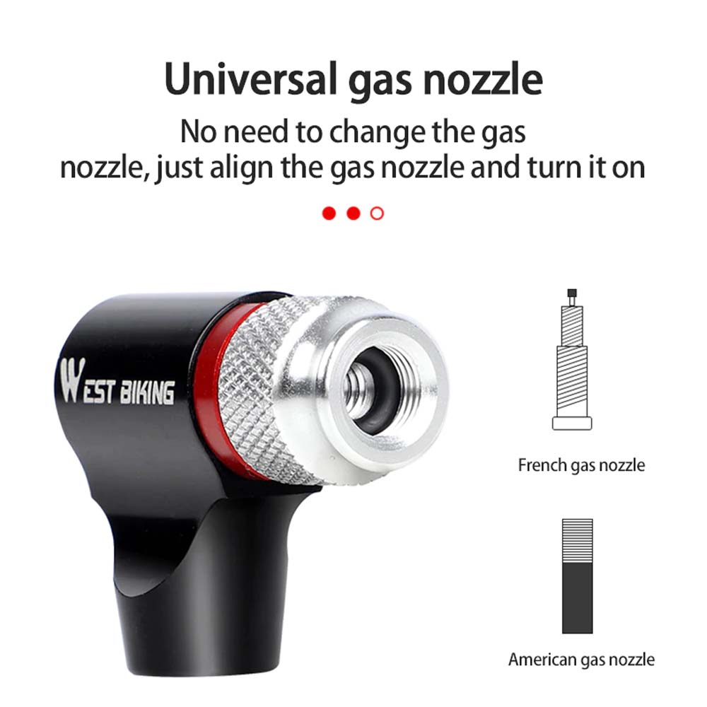 Mini CO2 gas pump by AliExpress, compact handheld tool with a nozzle for inflating tires and inflatables.